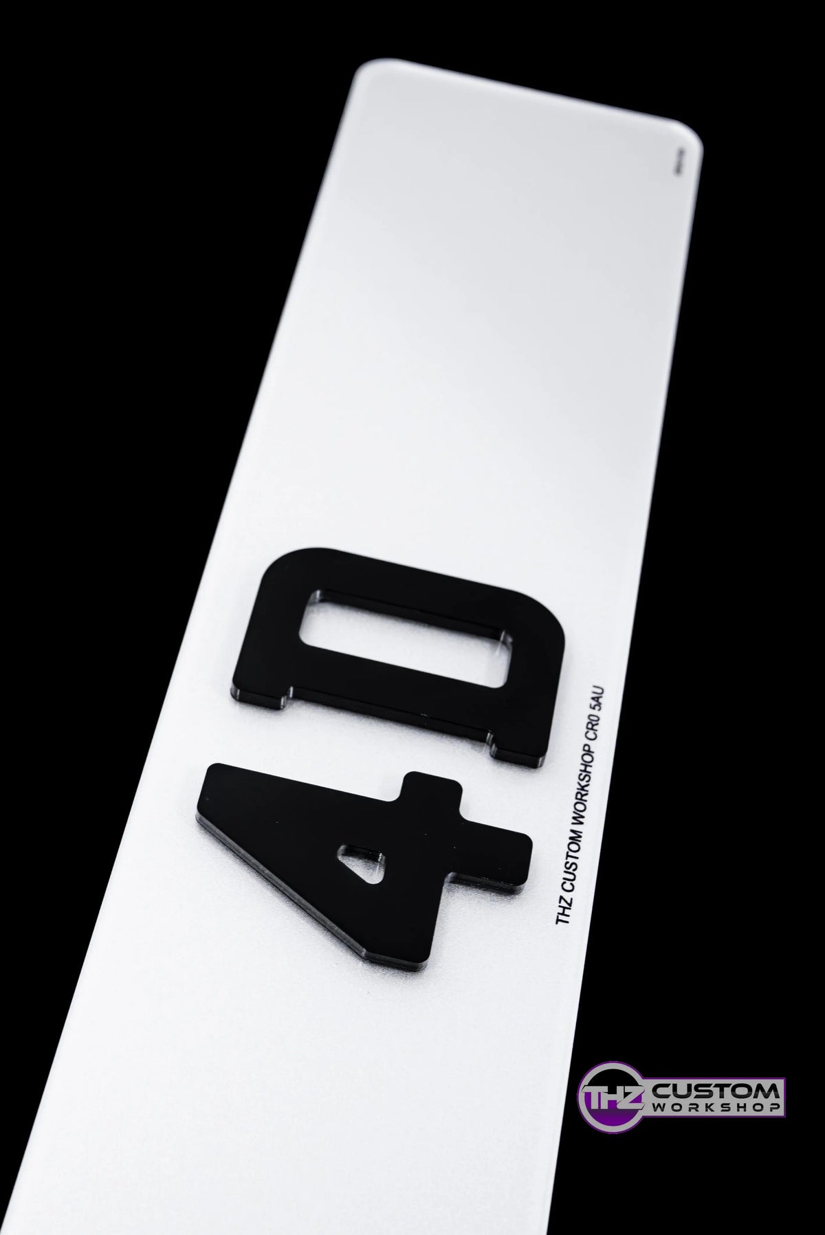 4D Number Plates (5mm) with Gloss Black Lettering Set THZ CUSTOM WORKSHOP