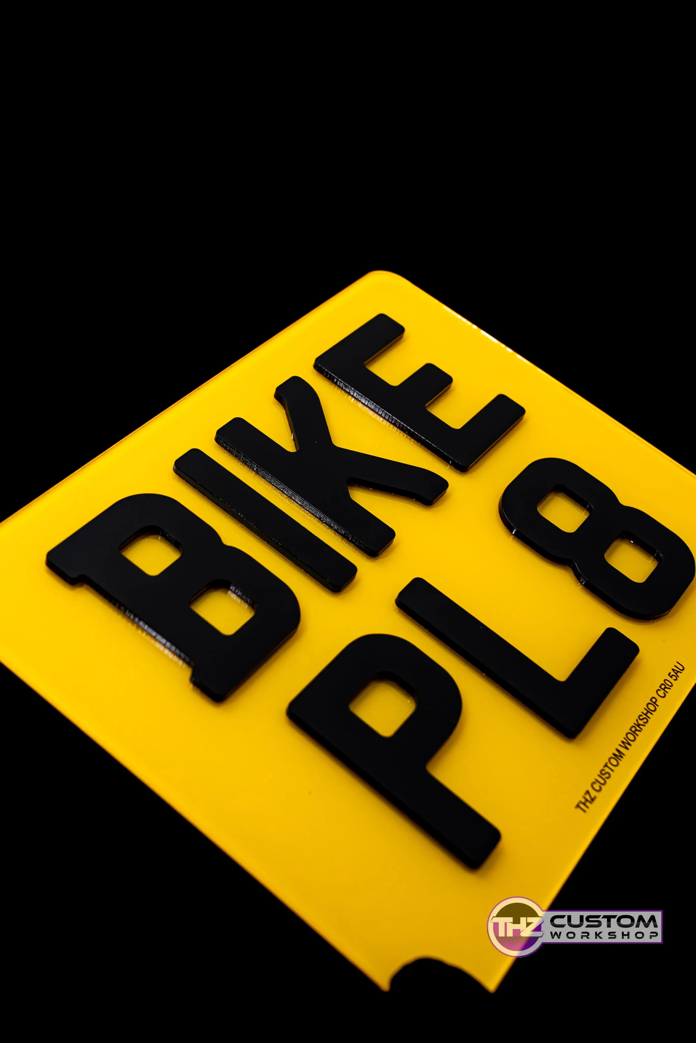 thumbnail image 2 of Premium Motorcycle Novelty 4D 3mm Show Number Plate – Yellow 7x5 Tinted (2 Row) 2 of 4