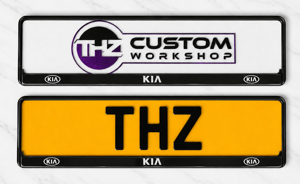Kia Old Logo Plate Holder Set