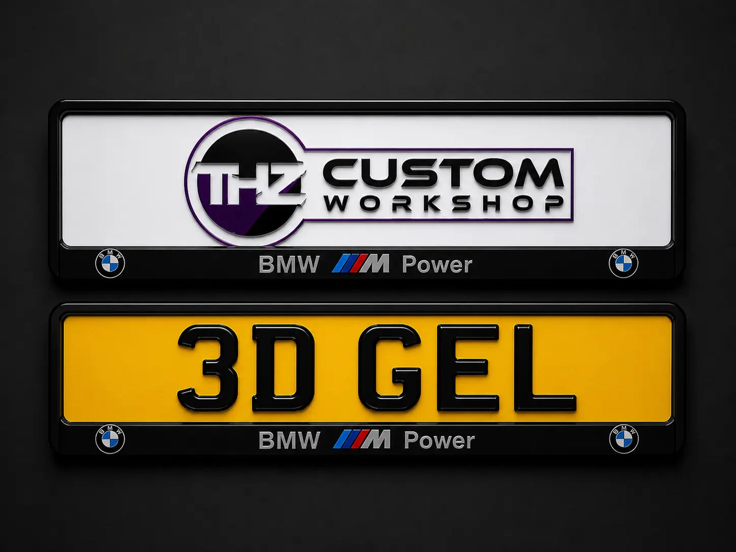 BMW M Power 3D Coloured Plate Holder Set