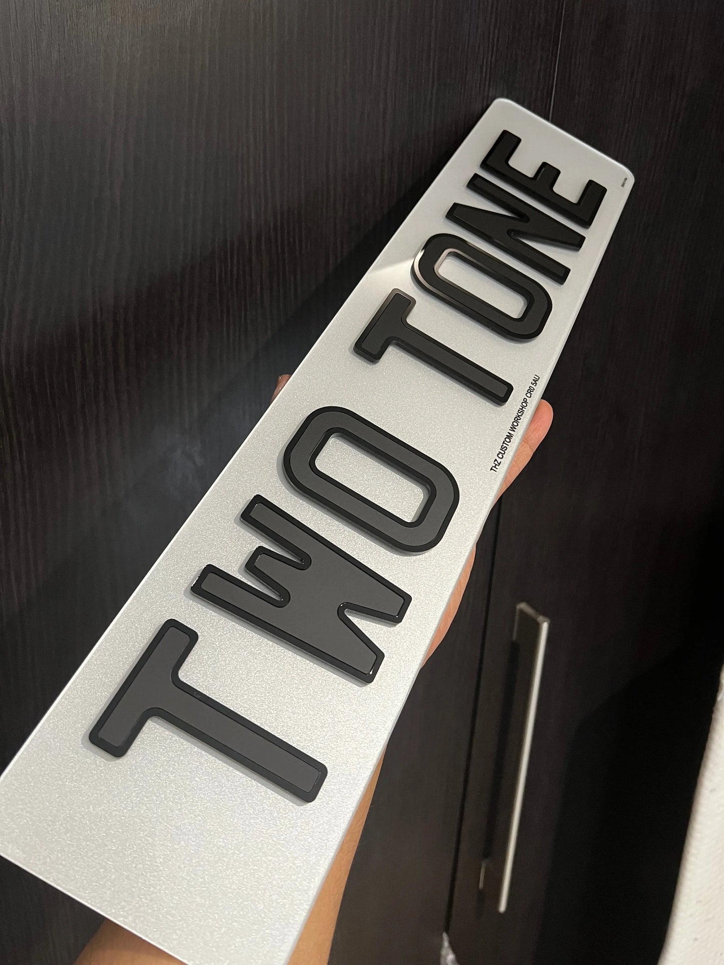 4D Two Tone Number Plates (Matt) with Gloss Edge Lettering Set THZ CUSTOM WORKSHOP