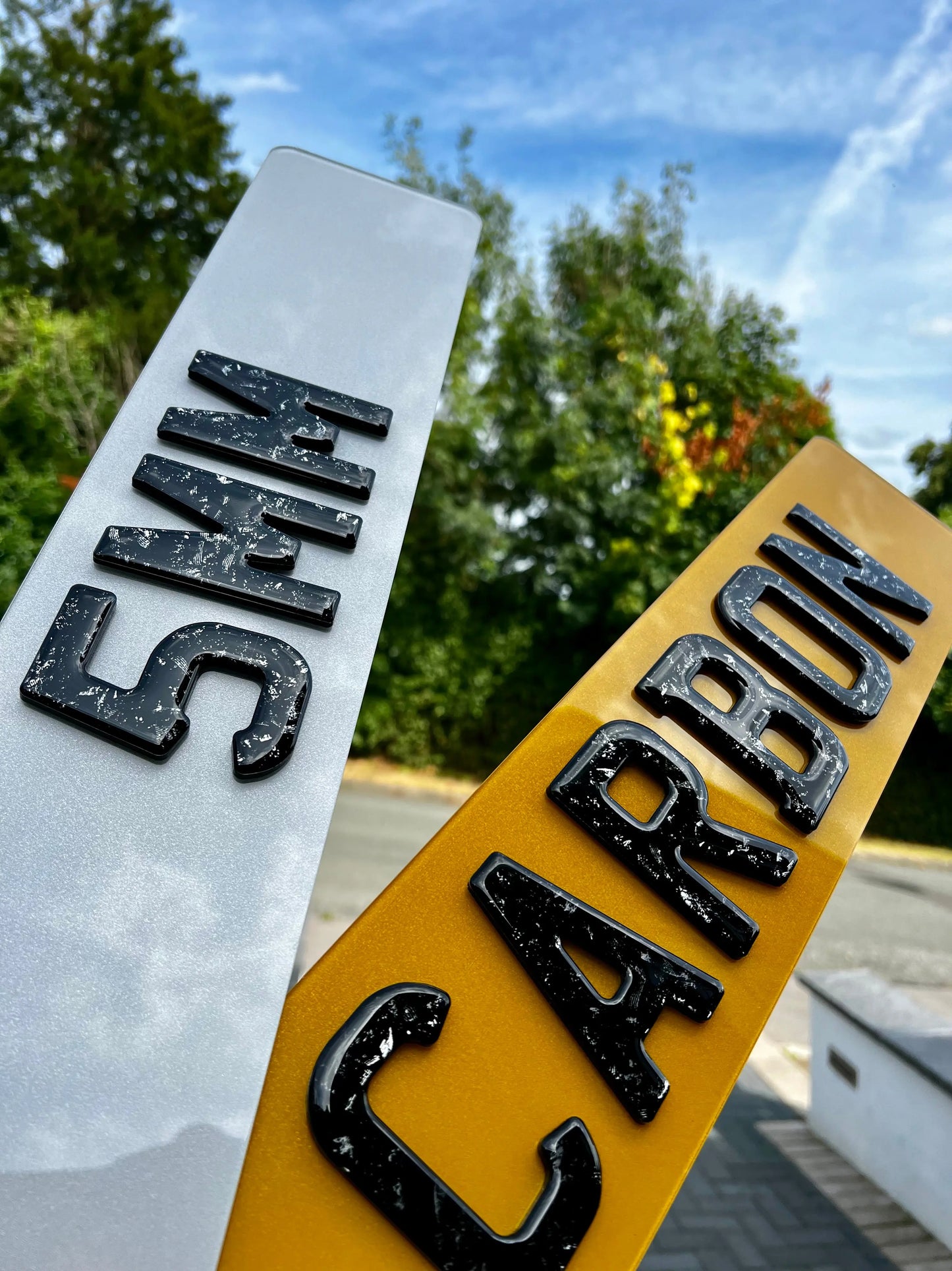 4D Forged Carbon Gel Number Plates (5mm) with Forged Carbon Style Gel Lettering - Show Plates THZ CUSTOM WORKSHOP