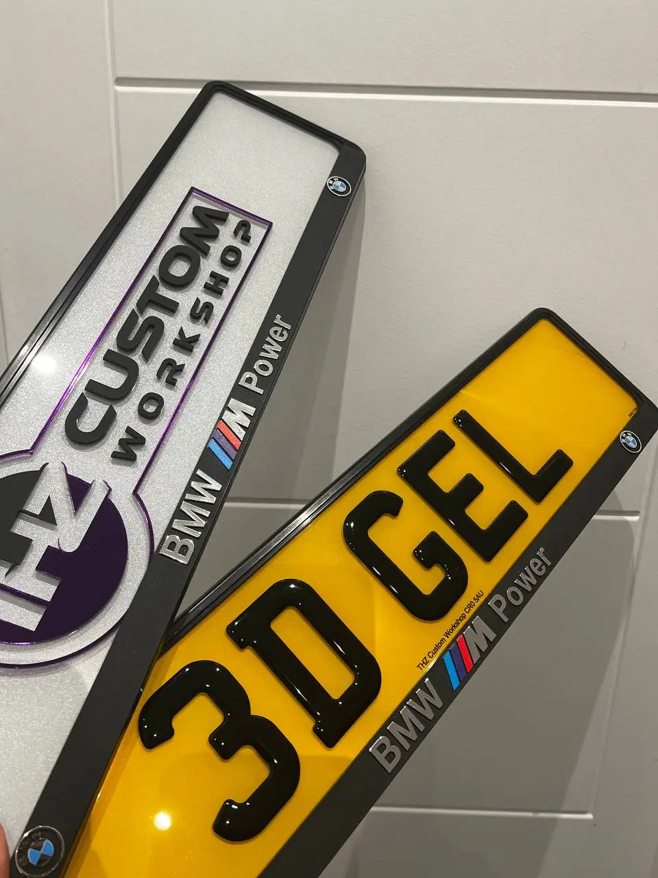 BMW M Power 3D Coloured Plate Holder Set