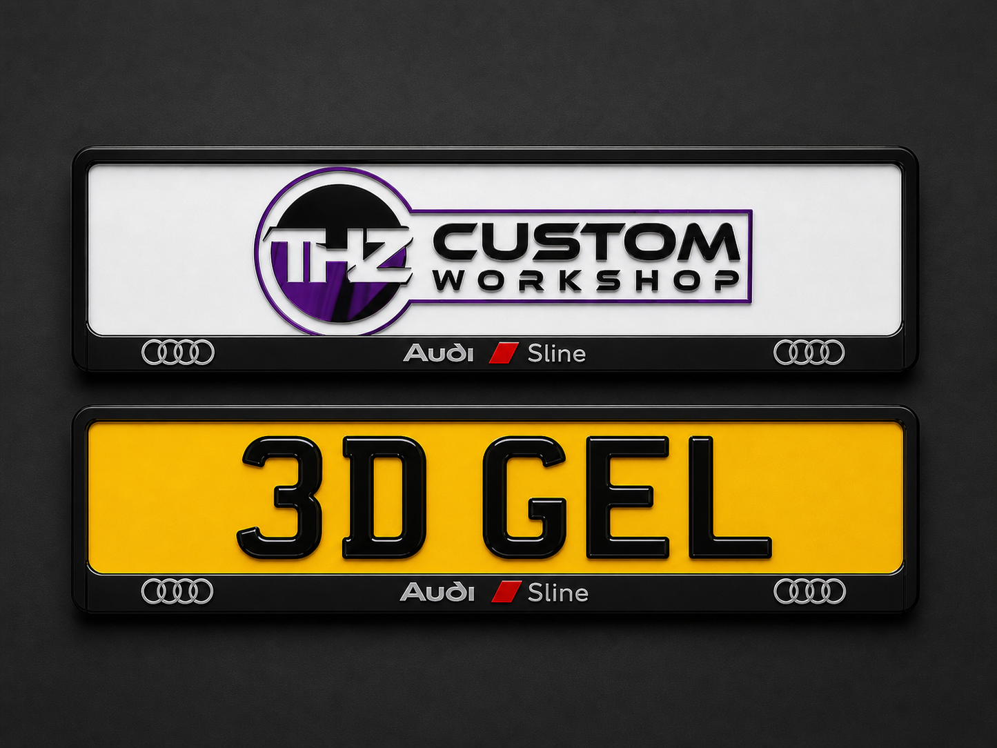 Audi S Line 3D Coloured Plate Holder Set