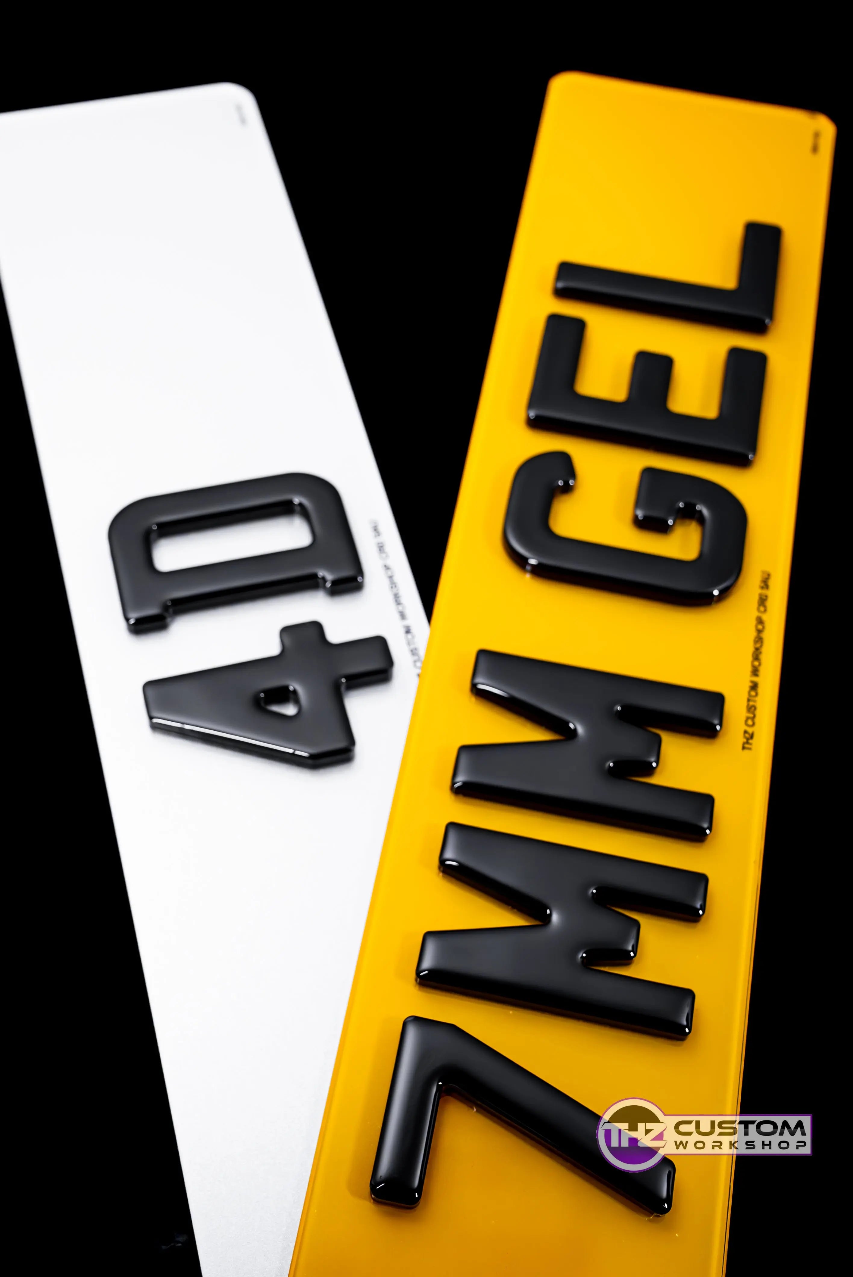 Gel Lettering Graphics 4D Number Plates Set | 4D Gel Number Plates | THZ CUSTOM WORKSHOP