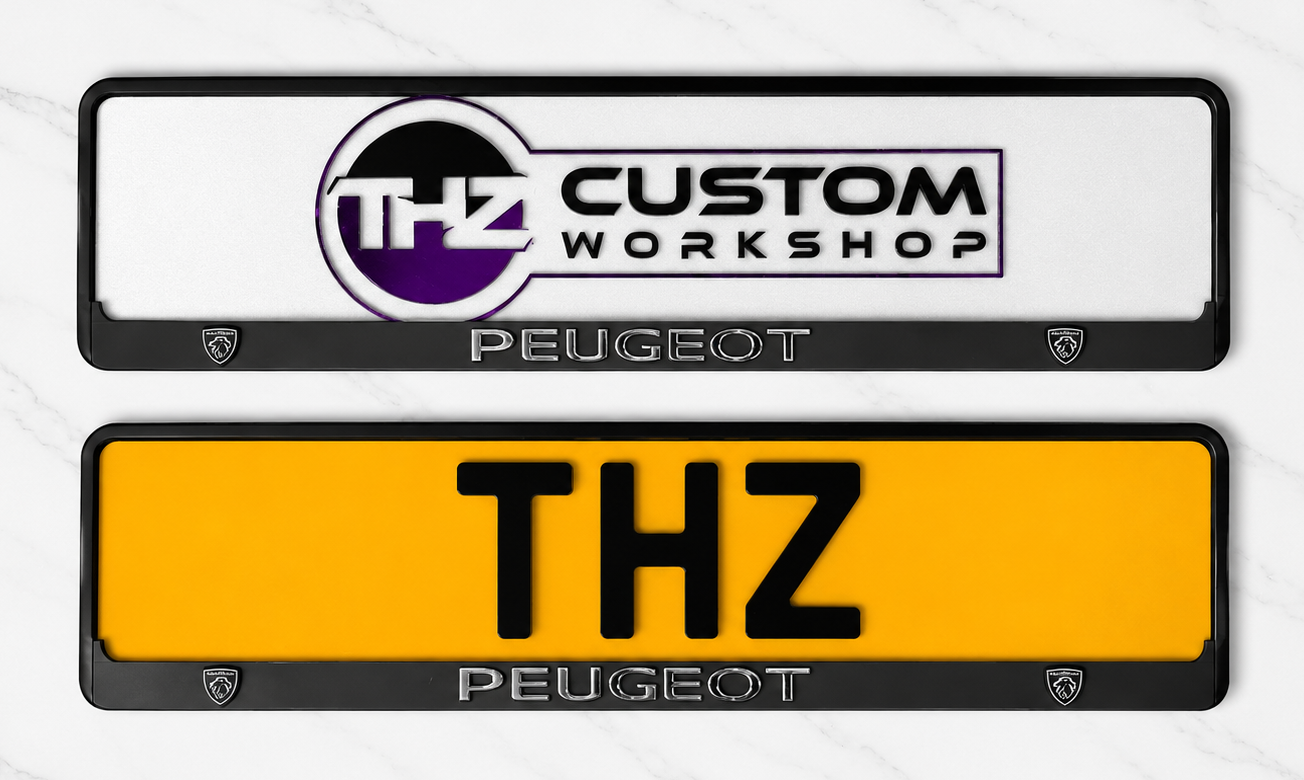 Peugeot New Logo 3D Plate Holder Set