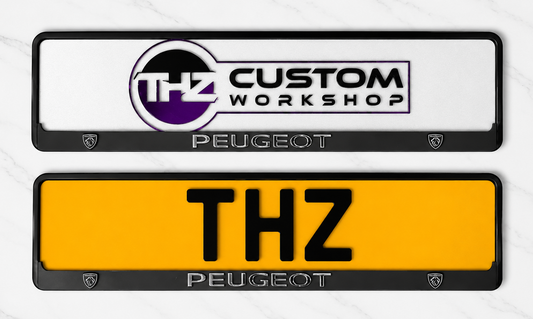 Peugeot New Logo 3D Plate Holder Set