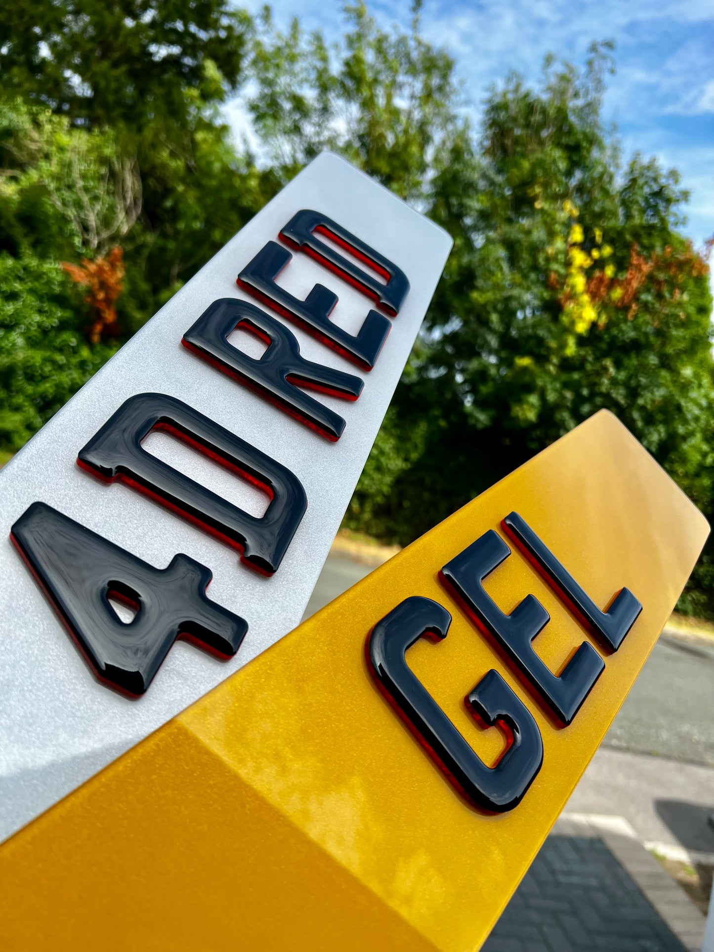 4D Gel Neon Red Number Plates - Show Plates