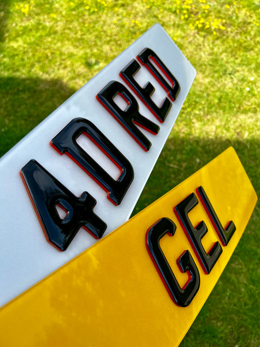 4D Gel Neon Red Number Plates - Show Plates