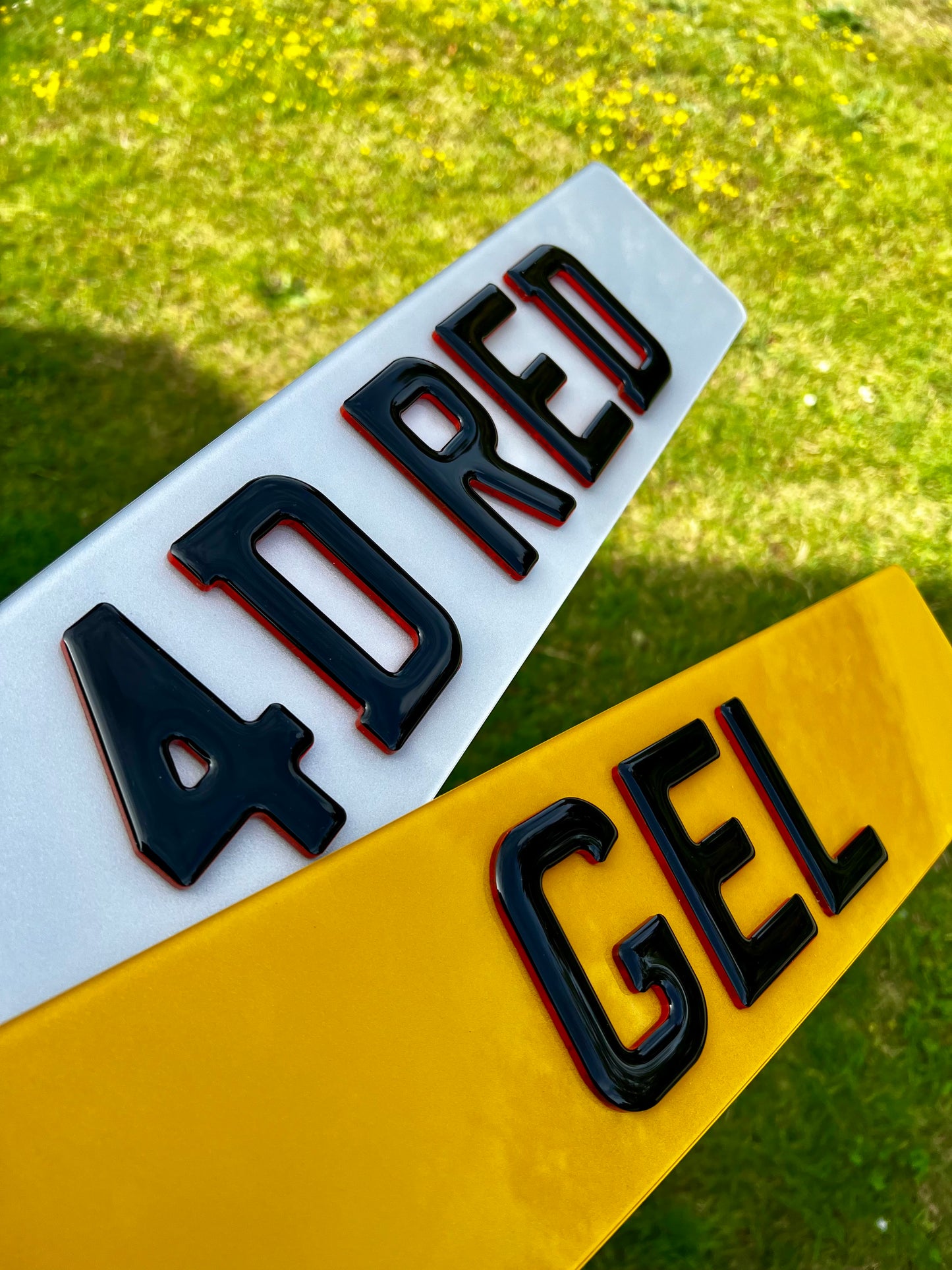 4D Gel Neon Red Number Plates - Show Plates