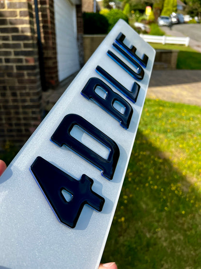 4D Gel Neon Blue Number Plates - Show Plates