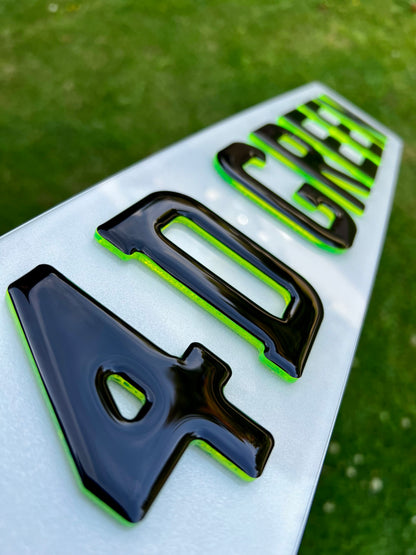 4D Gel Neon Green Number Plates - Show Plates