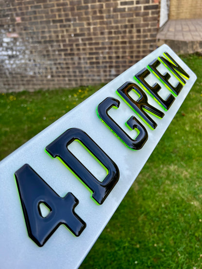 4D Gel Neon Green Number Plates - Show Plates