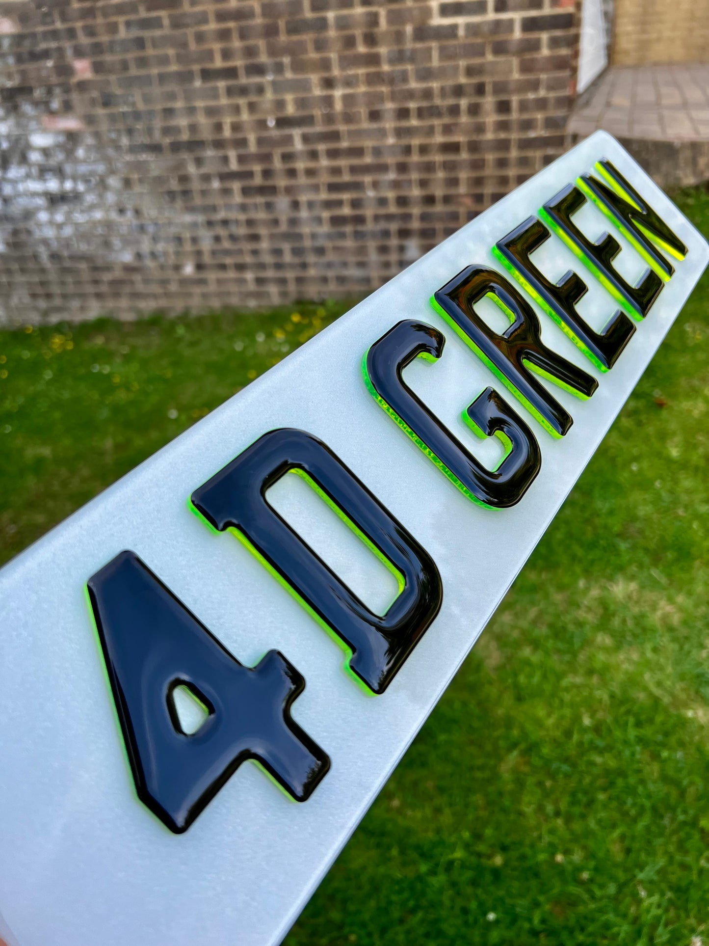 4D Gel Neon Green Number Plates - Show Plates