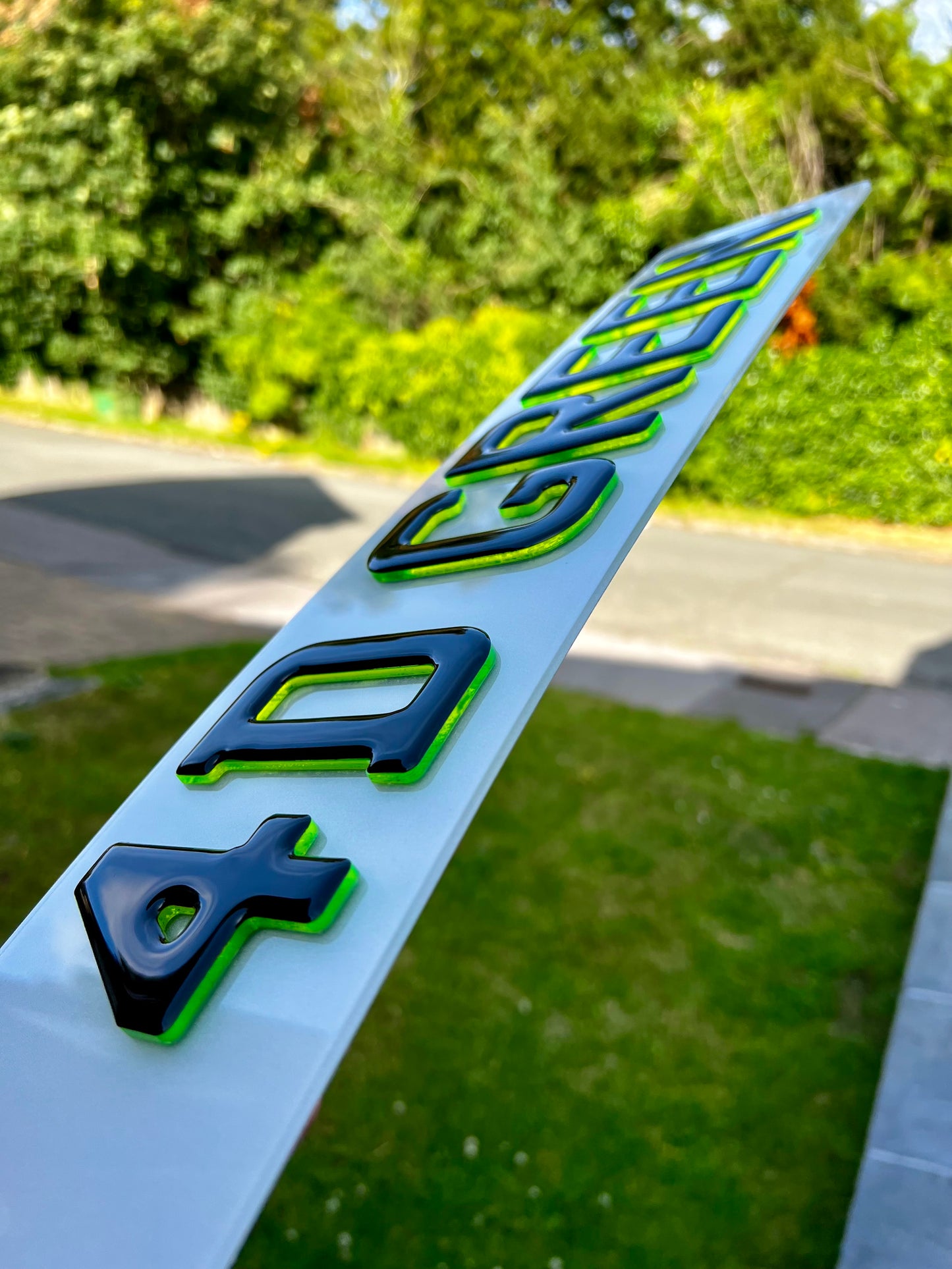 4D Gel Neon Green Number Plates - Show Plates