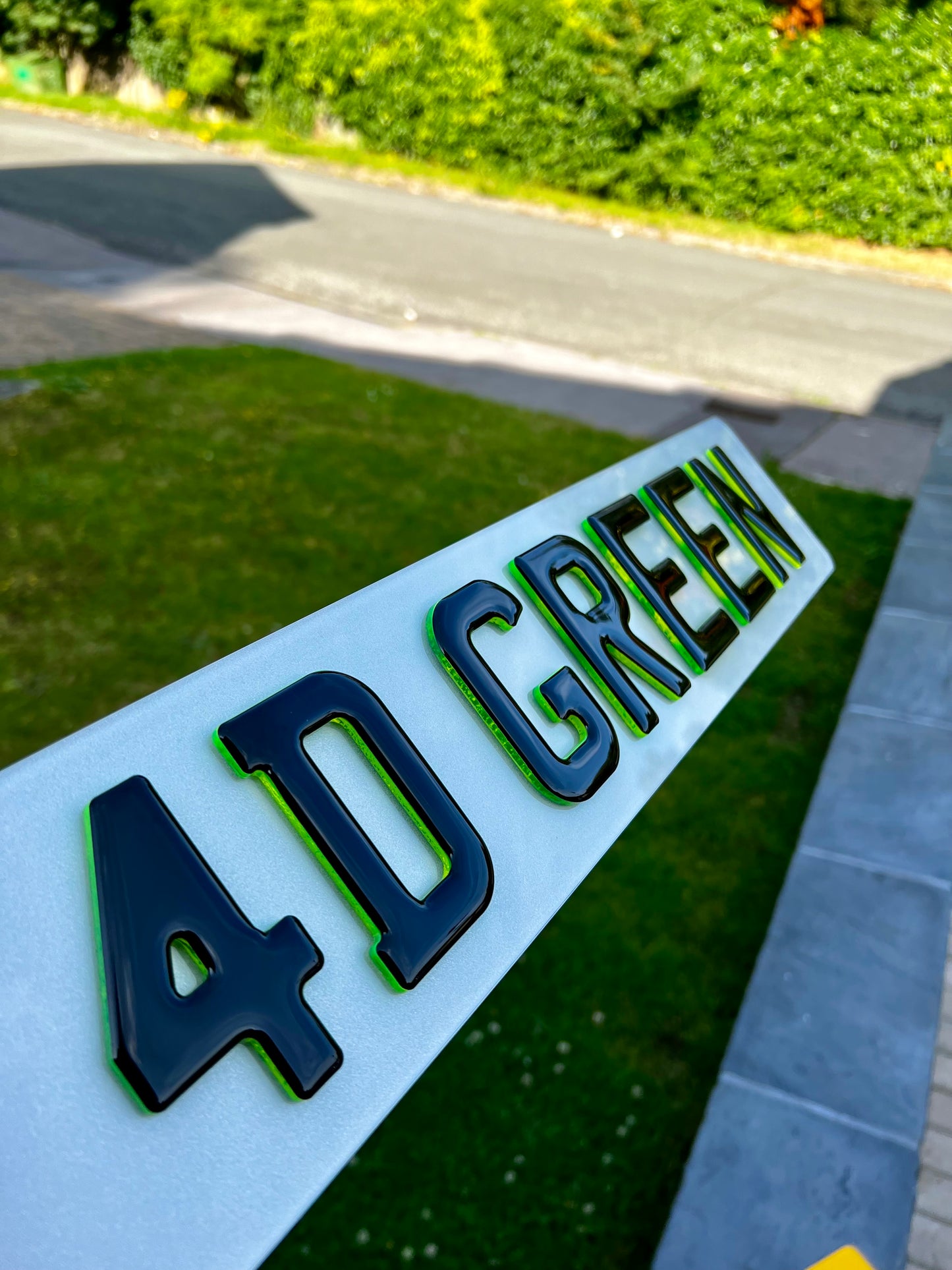 4D Gel Neon Green Number Plates - Show Plates