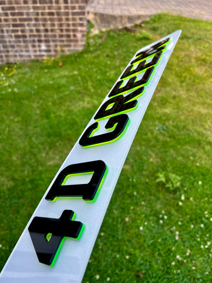 4D Neon Green Plates (6mm) with Gloss Black Lettering Set - Show Plates