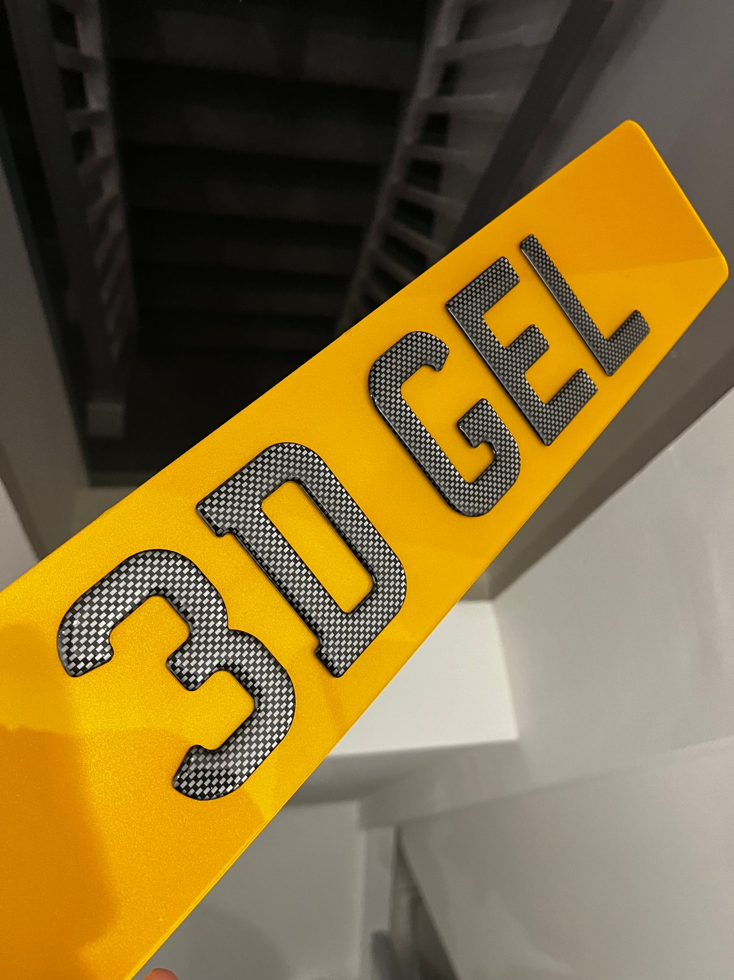 3D Carbon Gel Number Plates with Carbon Fibre Style Gel Lettering - Show Plates