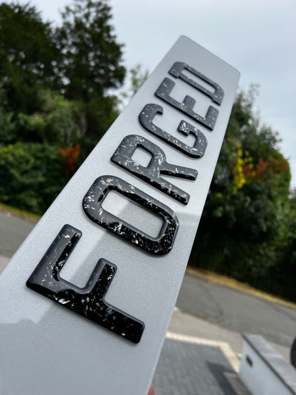 3D Forged Carbon Gel Number Plates with Forged Carbon Style Gel Lettering - Show Plates