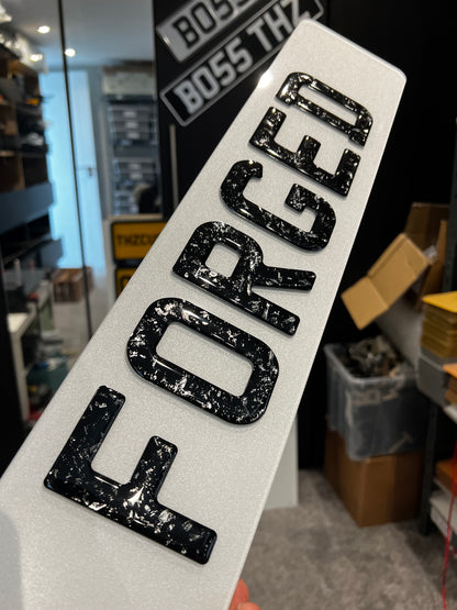 3D Forged Carbon Gel Number Plates with Forged Carbon Style Gel Lettering - Show Plates