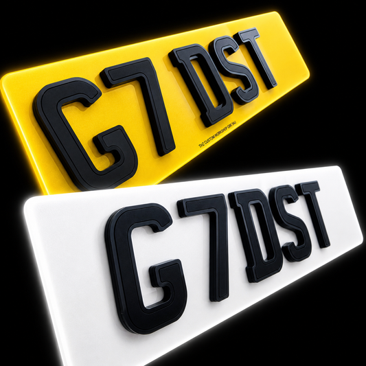 4D Two Tone XL Number Plates (Matt) with Gloss Edge Lettering Set