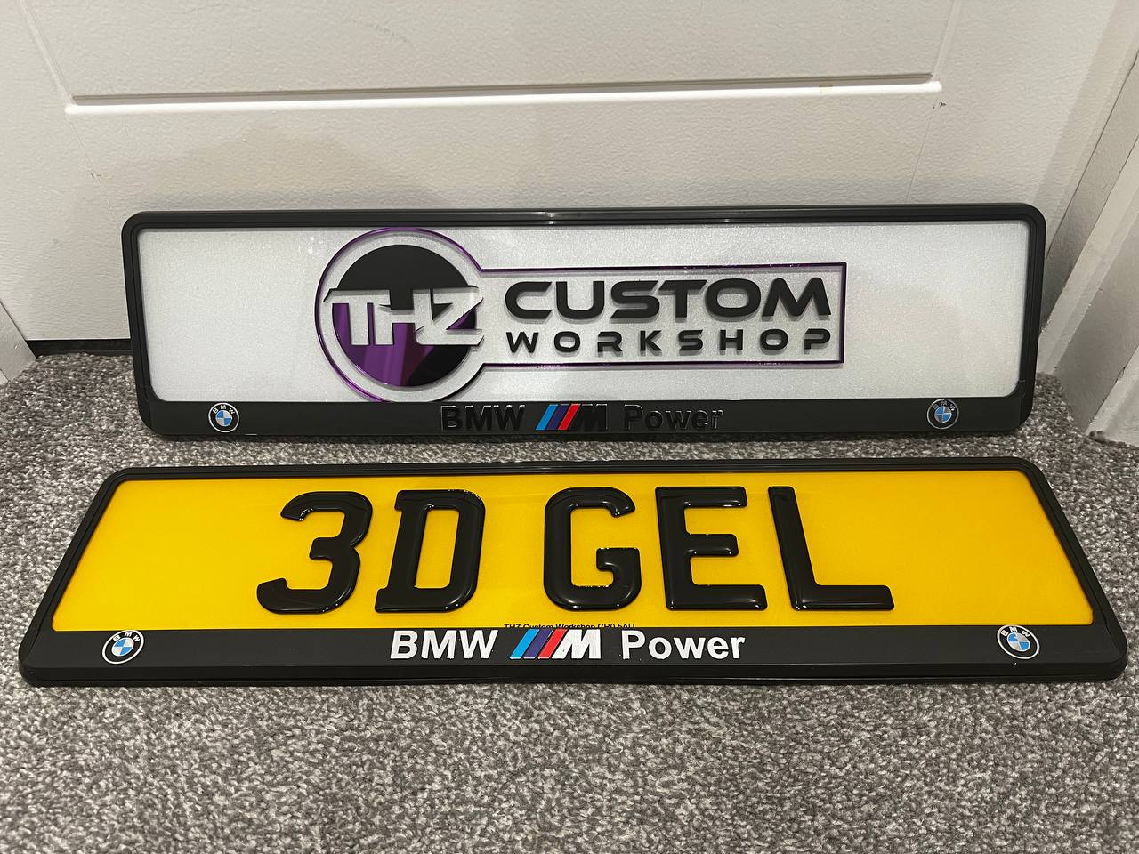 BMW M Power 3D Coloured Plate Holder Set