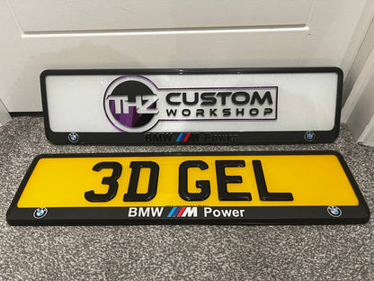 BMW M Power 3D Coloured Plate Holder Set
